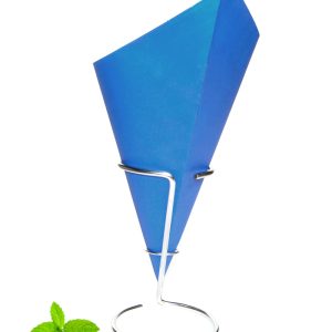 Puntzak papier, blauwe frietzak