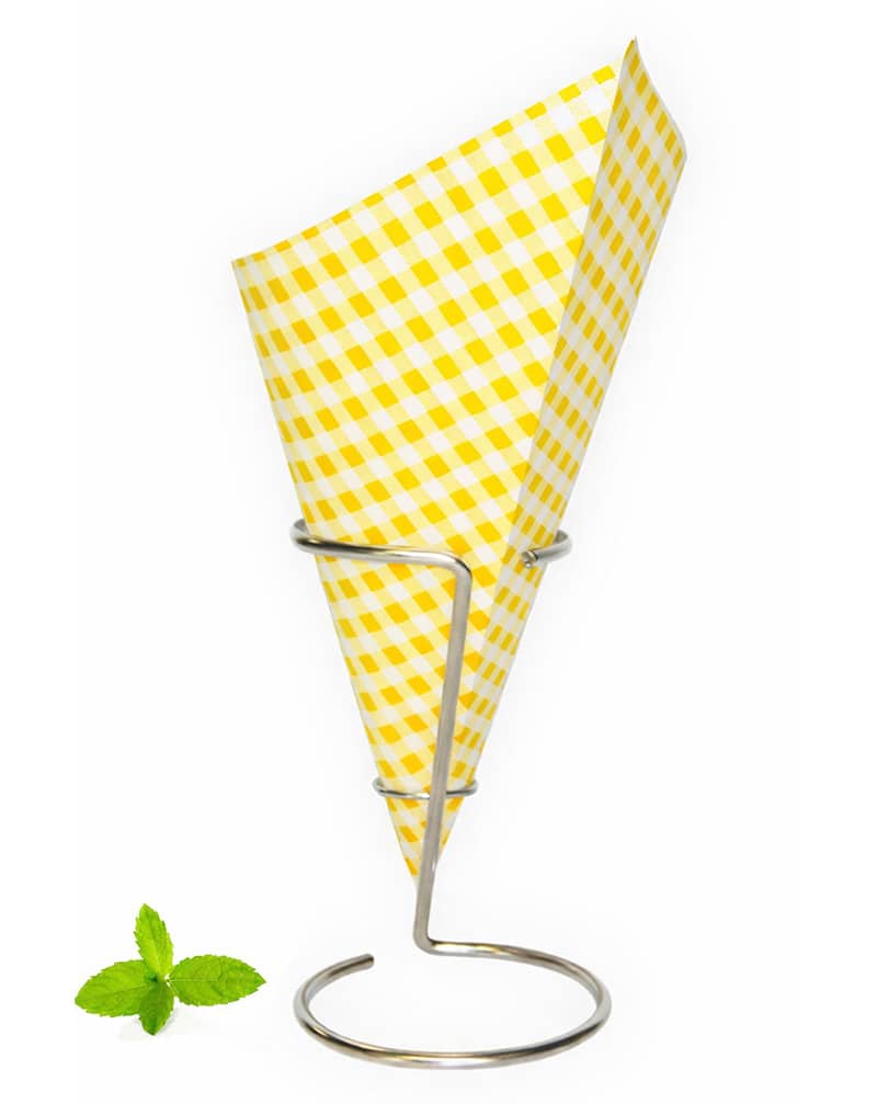 French Fry Cone / Yellow Check / 40 cones